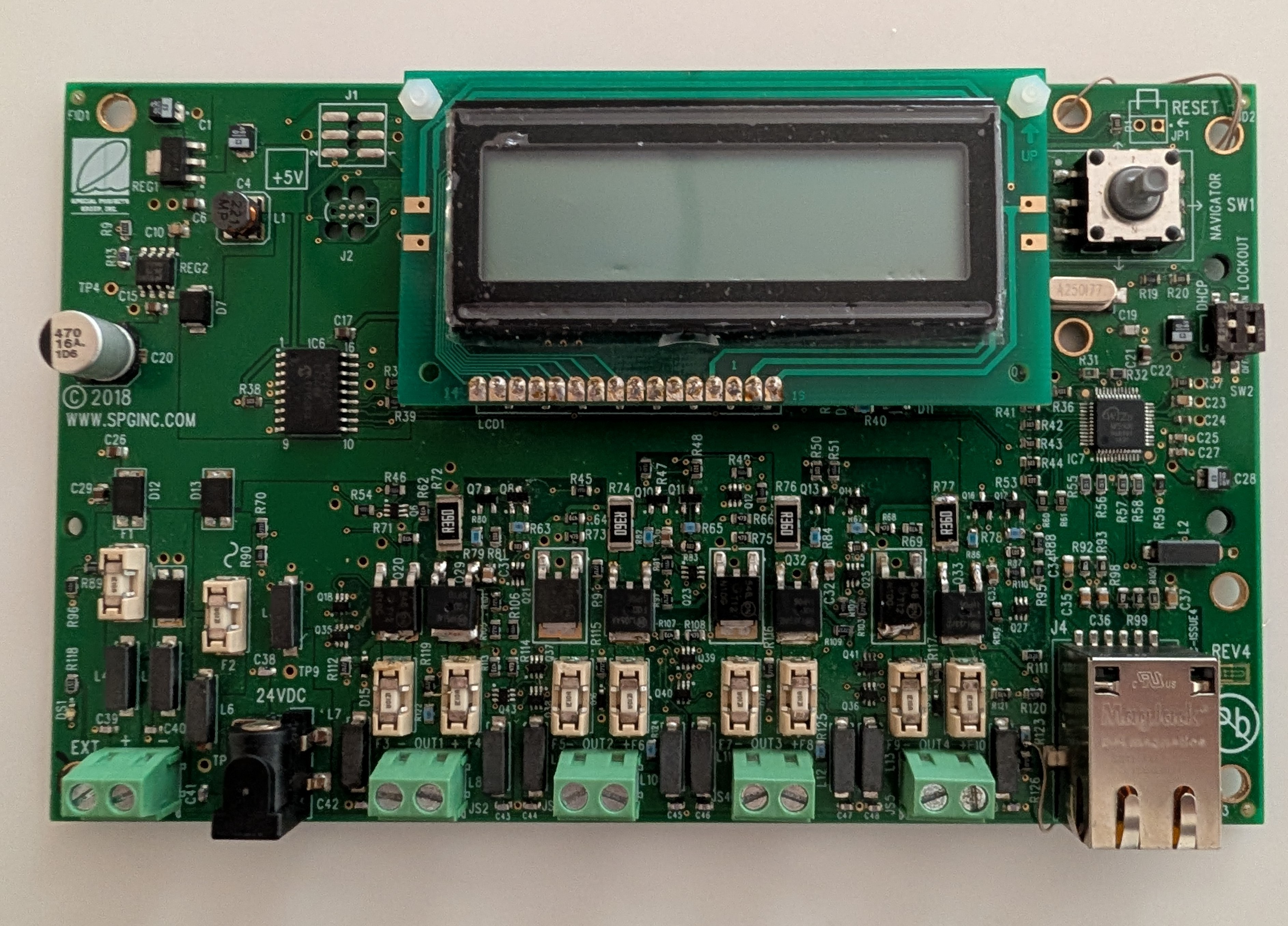 Ethernet accessed custom design board with LCD display